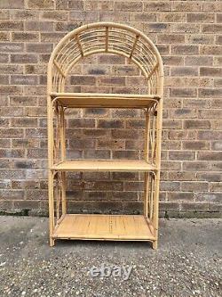 Vintage Retro Rattan Shelves Cane Wicker Bookcase Boho Tiki Shelf Bamboo