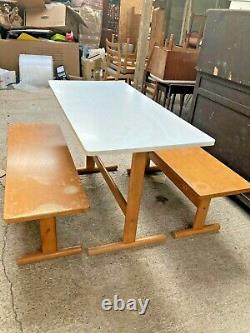 Vintage Retro Refectory Dining Table & 2 Benches