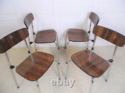 Vintage Retro Rosewood Formica Chrome TAVO kitchen dining stacking chairs 1960s