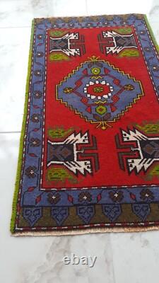 Vintage Retro Runner Rug, Medium Kitchen Decor Rug, Foot Decor Rug Turkish Rug
