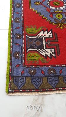 Vintage Retro Runner Rug, Medium Kitchen Decor Rug, Foot Decor Rug Turkish Rug