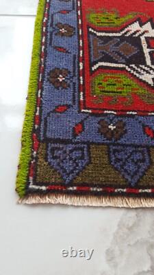 Vintage Retro Runner Rug, Medium Kitchen Decor Rug, Foot Decor Rug Turkish Rug