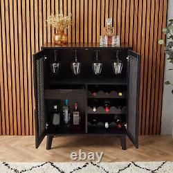 Vintage Retro Side Cabinet Sideboard Storage Drawer Drinks Wine Rack Furniture