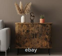 Vintage Retro Sideboard Wooden Side Cabinet Slatted Tambour Storage Cupboard UK
