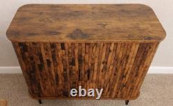 Vintage Retro Sideboard Wooden Side Cabinet Slatted Tambour Storage Cupboard UK