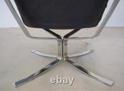 Vintage Retro Sigurd Resell Leather & Chromed Falcon Chair