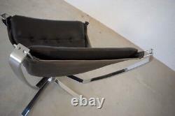 Vintage Retro Sigurd Resell Leather & Chromed Falcon Chair