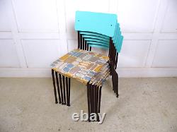 Vintage Retro Stacking Eastern Block kitchen dining chairs 70s reupholstered