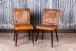 Vintage Retro Style Tan Leather Dining Kitchen Restaurant Chairs The Epsom