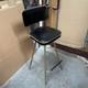 Vintage Retro Swivel Bar Stool Mid Century Metal Black Vinyl Tapered Legs