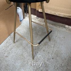 Vintage Retro Swivel Bar Stool Mid Century Metal Black Vinyl Tapered Legs