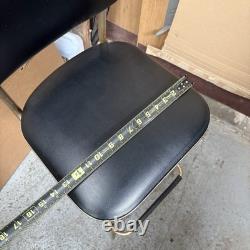 Vintage Retro Swivel Bar Stool Mid Century Metal Black Vinyl Tapered Legs