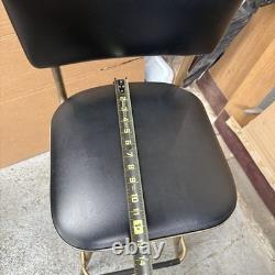 Vintage Retro Swivel Bar Stool Mid Century Metal Black Vinyl Tapered Legs