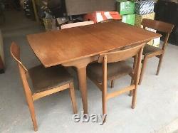 Vintage Retro Teak Extending Dining Kitchen Table And Four Chairs