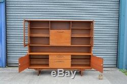 Vintage Retro Teak Veneer Dresser Sideboard Display Drinks Cabinet Bookcase