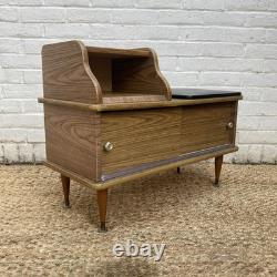 Vintage Retro Telephone Seat Bench 1970s Laminated Wood Effect