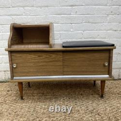 Vintage Retro Telephone Seat Bench 1970s Laminated Wood Effect