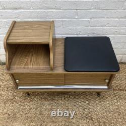 Vintage Retro Telephone Seat Bench 1970s Laminated Wood Effect