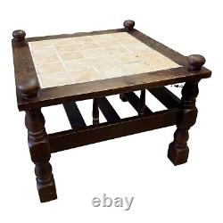 Vintage Retro Tiled Top Square Coffee Table, Colonial Style