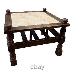 Vintage Retro Tiled Top Square Coffee Table, Colonial Style