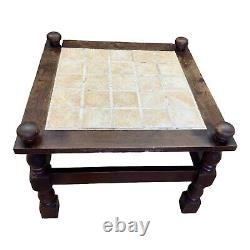 Vintage Retro Tiled Top Square Coffee Table, Colonial Style