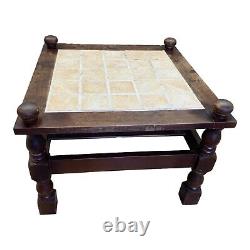 Vintage Retro Tiled Top Square Coffee Table, Colonial Style