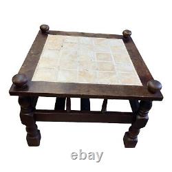 Vintage Retro Tiled Top Square Coffee Table, Colonial Style