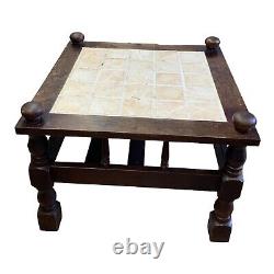 Vintage Retro Tiled Top Square Coffee Table, Colonial Style