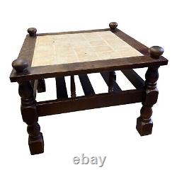 Vintage Retro Tiled Top Square Coffee Table, Colonial Style