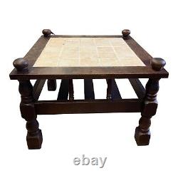 Vintage Retro Tiled Top Square Coffee Table, Colonial Style