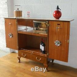 Vintage Retro Turnidge Walnut Cocktail Cabinet Drinks Bar