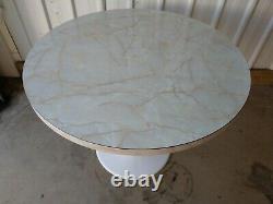 Vintage Retro Unique Round Dining Kitchen Table Marble Effect Top & Tulip Base