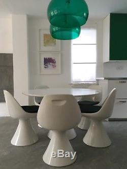 Vintage Retro White Dining Table with five chairs 1960-1970s Genuine Arkana
