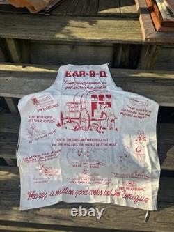 Vintage/Retro White & Red BBQ Graphic Print Bib Apron, One Size, Unisex