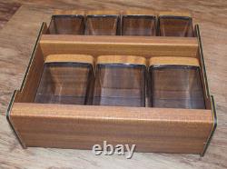 Vintage Robex 7 piece Storage Canister Set Unused Boxed Faux Wood Lids TV Prop