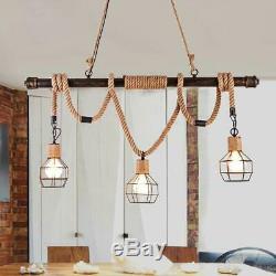 Vintage Rustic Hemp Rope Pendant Lights E27 Ceiling Light Hanging Lamp Retro