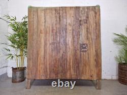 Vintage Rustic Indian Green Wooden Shop Display Bathroom Kitchen Drinks Cabinet