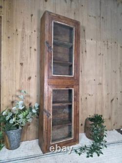 Vintage Rustic Indian Wooden Glazed Shop Display Bathroom Kitchen Wall Cabinet