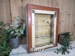 Vintage Rustic Indian Wooden Glazed Shop Display Bathroom Kitchen Wall Cabinet
