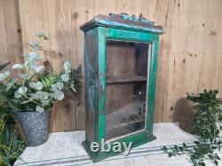 Vintage Rustic Indian Wooden Glazed Shop Display Bathroom Kitchen Wall Cabinet