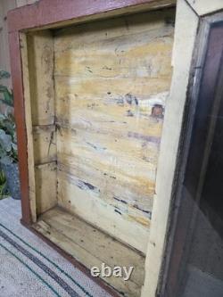 Vintage Rustic Indian Wooden Glazed Shop Display Bathroom Kitchen Wall Cabinet