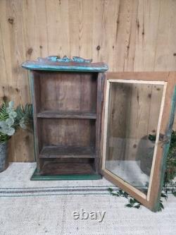 Vintage Rustic Indian Wooden Glazed Shop Display Bathroom Kitchen Wall Cabinet