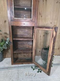 Vintage Rustic Indian Wooden Glazed Shop Display Bathroom Kitchen Wall Cabinet