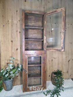 Vintage Rustic Indian Wooden Glazed Shop Display Bathroom Kitchen Wall Cabinet