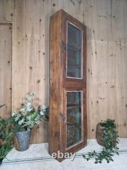 Vintage Rustic Indian Wooden Glazed Shop Display Bathroom Kitchen Wall Cabinet