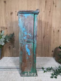 Vintage Rustic Indian Wooden Glazed Shop Display Bathroom Kitchen Wall Cabinet