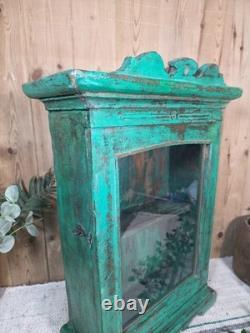 Vintage Rustic Indian Wooden Glazed Shop Display Bathroom Kitchen Wall Cabinet