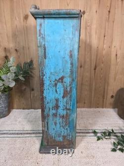 Vintage Rustic Indian Wooden Glazed Shop Display Bathroom Kitchen Wall Cabinet