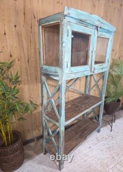 Vintage Rustic Indian Wooden Shelving Display Drinks Cabinet Kitchen Cupboard