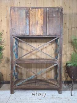 Vintage Rustic Indian Wooden Shelving Display Drinks Cabinet Kitchen Cupboard